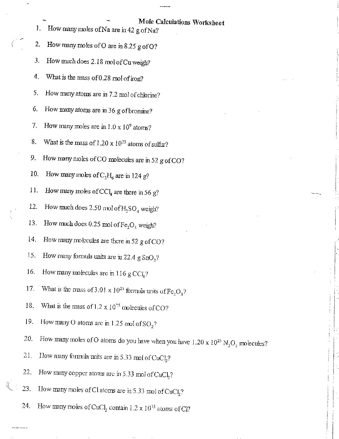 topic-6-Mole Calculations Worksheet-cglass | St. Mary's Springs Academy